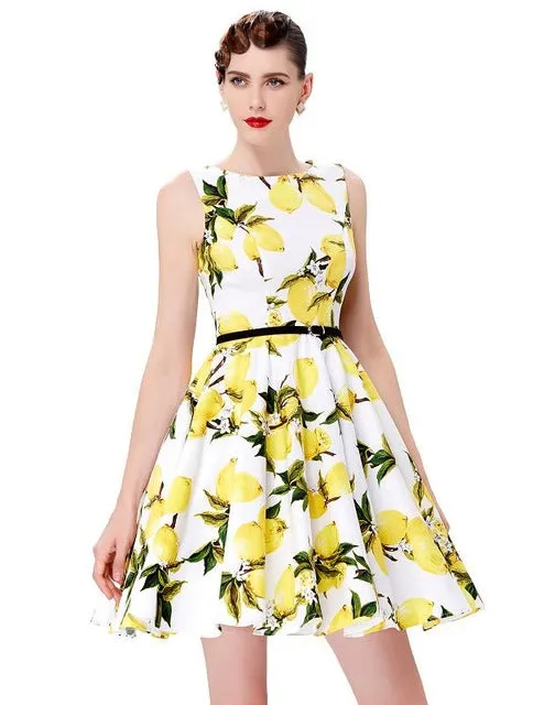 Women Summer Dress 2017 plus size clothing Audrey hepburn Floral robe Retro Swing Casual 50s Vintage Rockabilly Dresses Vestidos