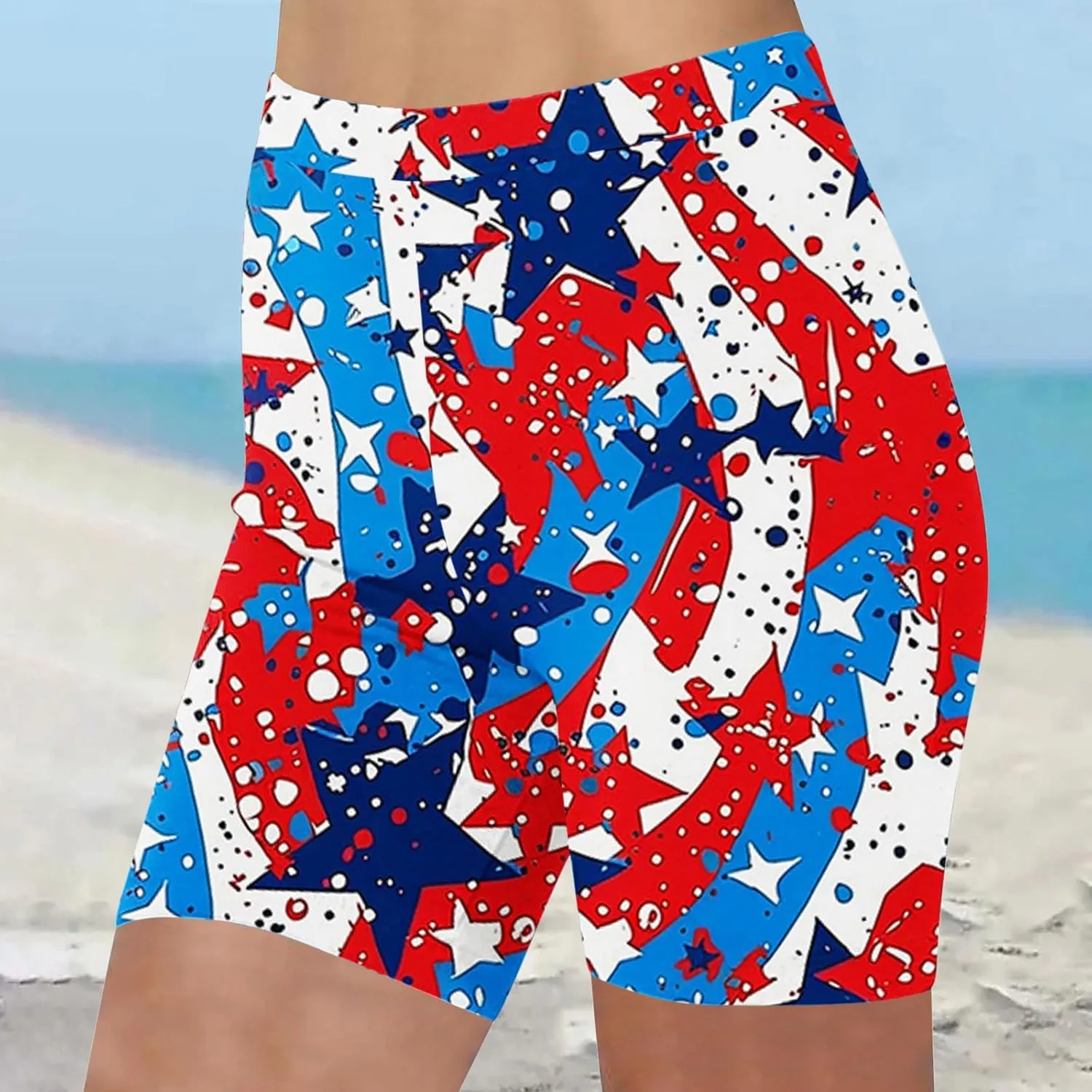 Women's 4th of July Shorts RedWhite & Blue American Flag Apparel for Independence Day Casual & Trendy
