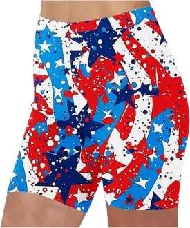 Women's 4th of July Shorts RedWhite & Blue American Flag Apparel for Independence Day Casual & Trendy