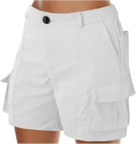 Women's Cargo Shorts High Waisted Hiking Bermuda Shorts Pull On Summer Short Pants Athletic Wear Workout Gym Clothes