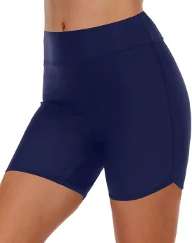 Yonique Womens Swim Shorts High Waisted Swim Bottoms Tummy Control Bathing Suit Bottom Boy Shorts(Available in Plus)