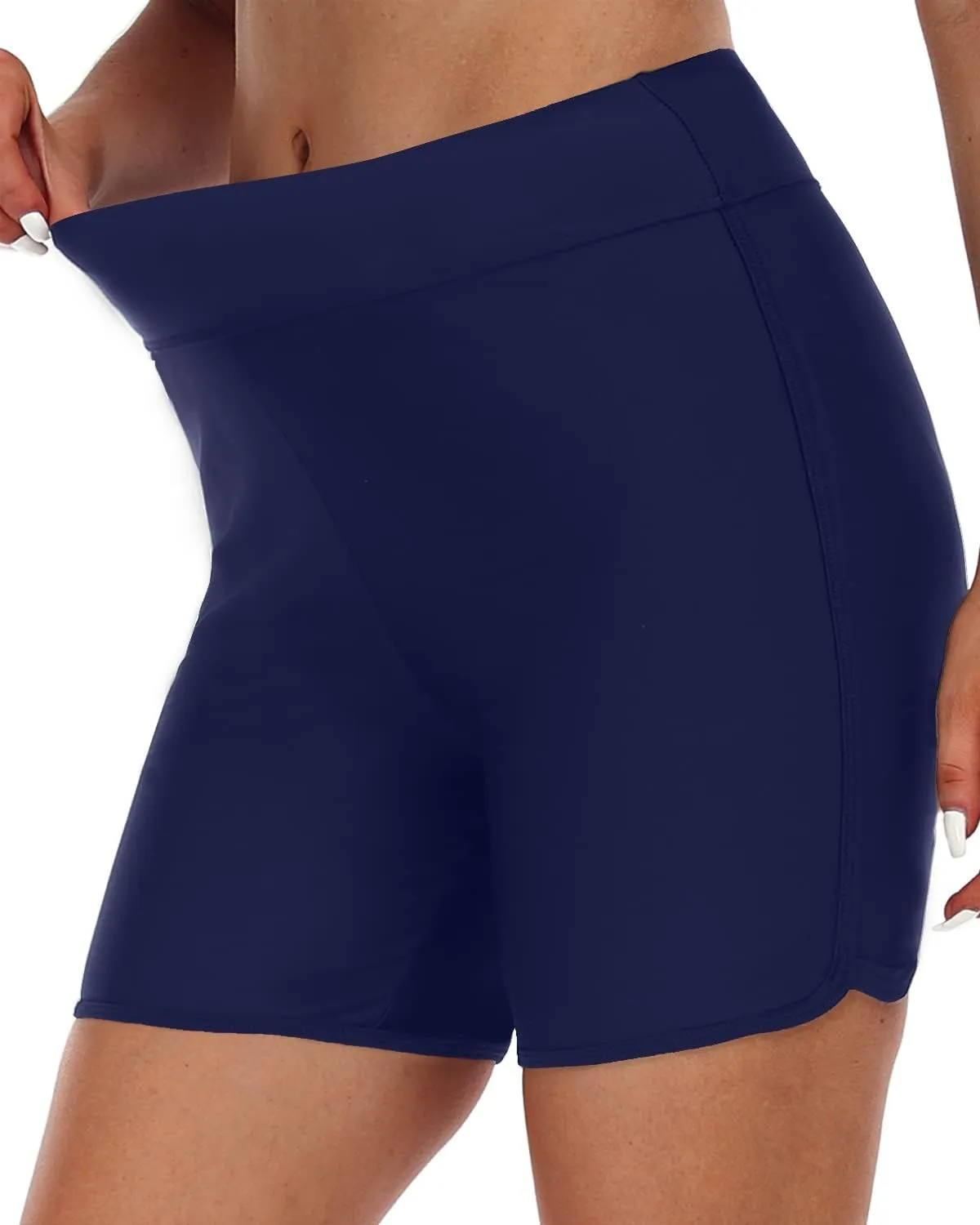 Yonique Womens Swim Shorts High Waisted Swim Bottoms Tummy Control Bathing Suit Bottom Boy Shorts(Available in Plus)