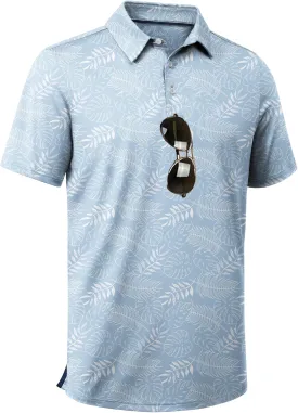 ZITY Men's Golf Shirts Short Sleeve Moisture Wicking Performance Print Patterns Casual Collared Golf Polo Shirt for Men